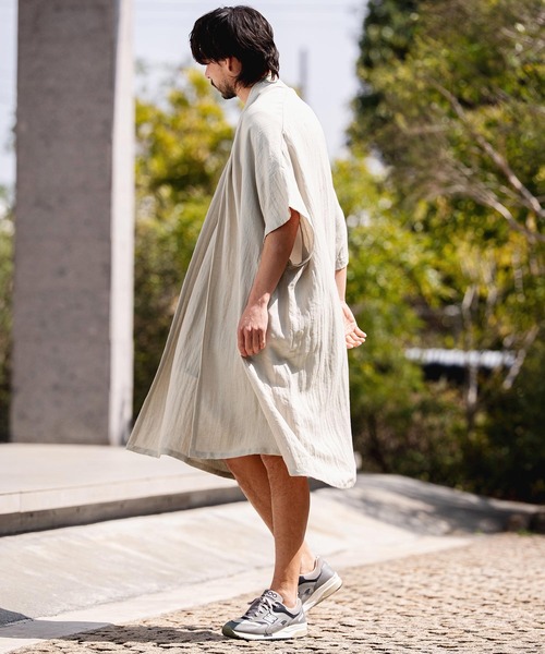 CAMBIO(カンビオ)の「mcg3807-Nylon Rayon Linen KIMONO Like Gown ガウン(S69626cmb)(カーディガン/ボレロ・メンズ・ベージュ/カーキブラウン/ブラック・S/M/L)」の15枚目の写真