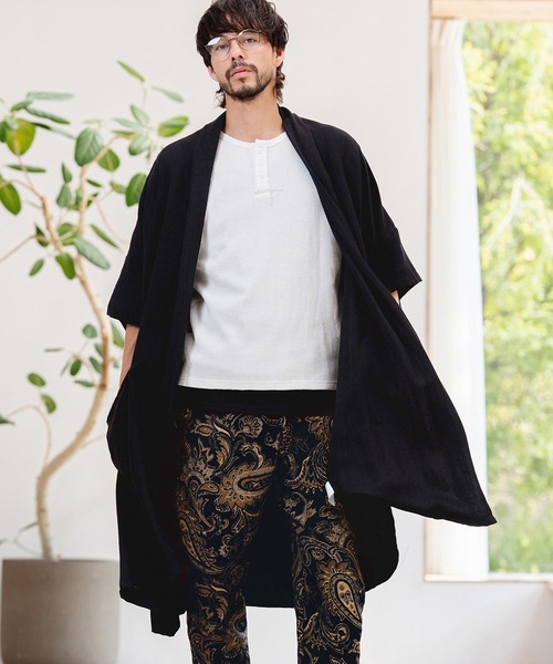 CAMBIO(カンビオ)の「mcg3807-Nylon Rayon Linen KIMONO Like Gown ガウン(S69626cmb)(カーディガン/ボレロ・メンズ・ベージュ/カーキブラウン/ブラック・S/M/L)」の16枚目の写真