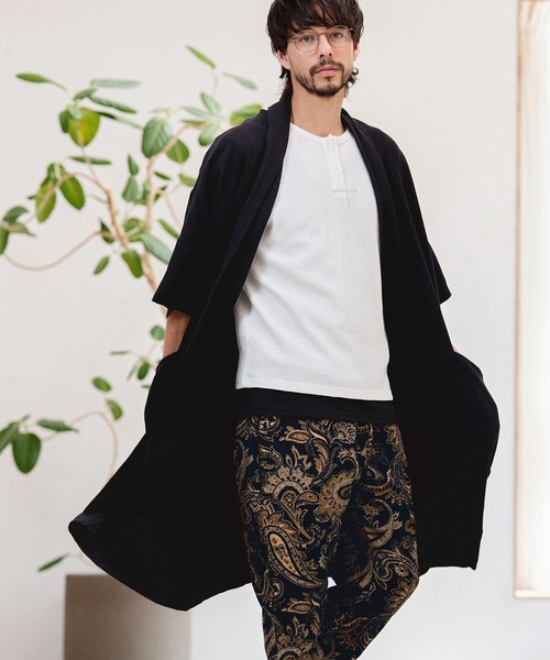 CAMBIO(カンビオ)の「mcg3807-Nylon Rayon Linen KIMONO Like Gown ガウン(S69626cmb)(カーディガン/ボレロ・メンズ・ベージュ/カーキブラウン/ブラック・S/M/L)」の17枚目の写真