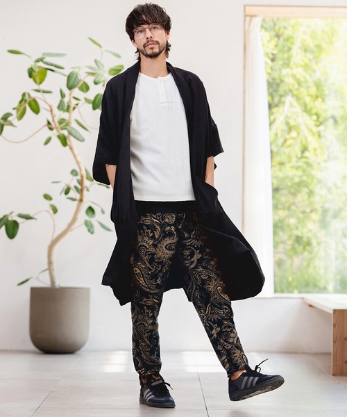 CAMBIO(カンビオ)の「mcg3807-Nylon Rayon Linen KIMONO Like Gown ガウン(S69626cmb)(カーディガン/ボレロ・メンズ・ベージュ/カーキブラウン/ブラック・S/M/L)」の18枚目の写真