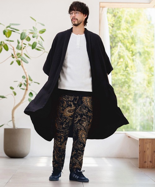 CAMBIO(カンビオ)の「mcg3807-Nylon Rayon Linen KIMONO Like Gown ガウン(S69626cmb)(カーディガン/ボレロ・メンズ・ベージュ/カーキブラウン/ブラック・S/M/L)」の19枚目の写真