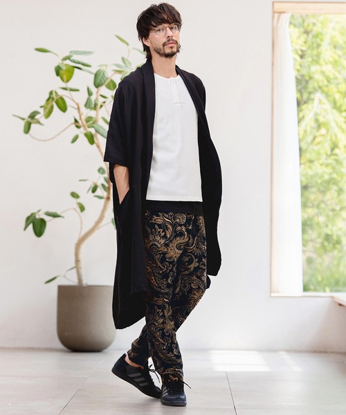 CAMBIO(カンビオ)の「mcg3807-Nylon Rayon Linen KIMONO Like Gown ガウン(S69626cmb)(カーディガン/ボレロ・メンズ・ベージュ/カーキブラウン/ブラック・S/M/L)」の20枚目の写真