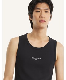 メゾンキツネ タンクトップ MAISON KITUNE ブラック MAISON KITSUNE（メゾン キツネ） タンクトップ BABY FOX RIBBED