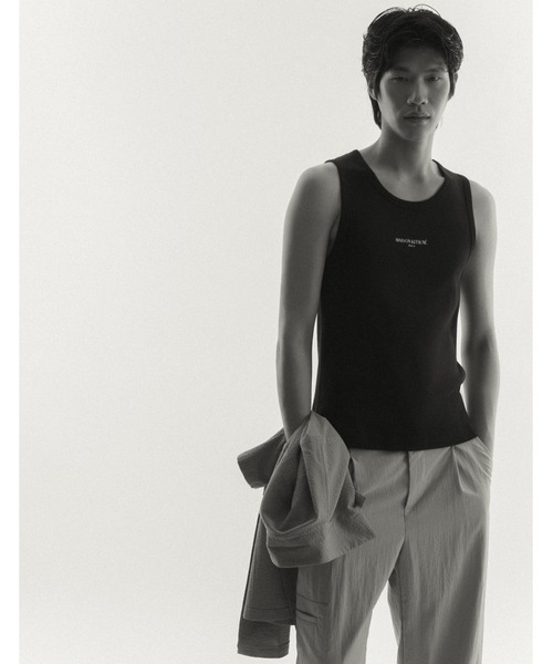 Maison Kitsune(メゾンキツネ)の「MAISON KITSUNE PARIS RIBBED TANK TOP(タンクトップ・メンズ・ブラック/ホワイト・XL/L/M/S/XS)」の3枚目の写真