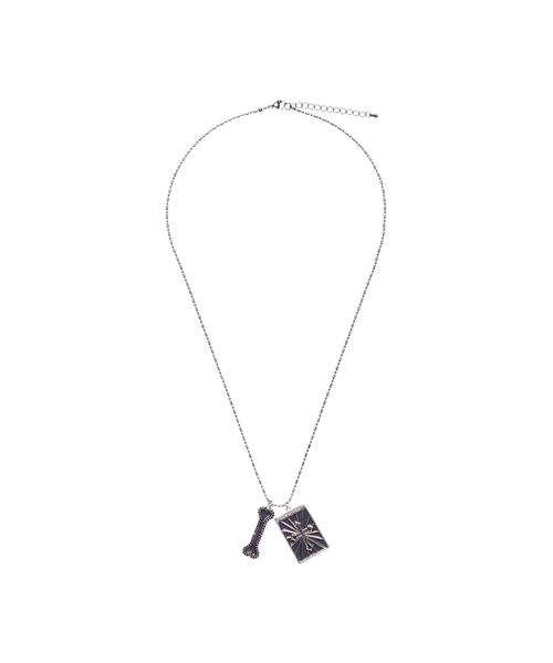 LUVISTRUE(ラヴイズトゥルー)の「EL GLITTER CROSS BONE NECKLACE(BLACK)(ネックレス・レディース・その他・FREE)」の1枚目の写真