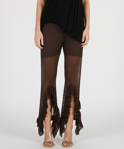 PRANK PROJECT（プランクプロジェクト）の「【2026Summer Pre-Order】シアーニットフリルパンツ / Sheer Knit Frill Pants（その他パンツ・レディース・ブラウン/ブラック・36/38）」の6枚目の写真