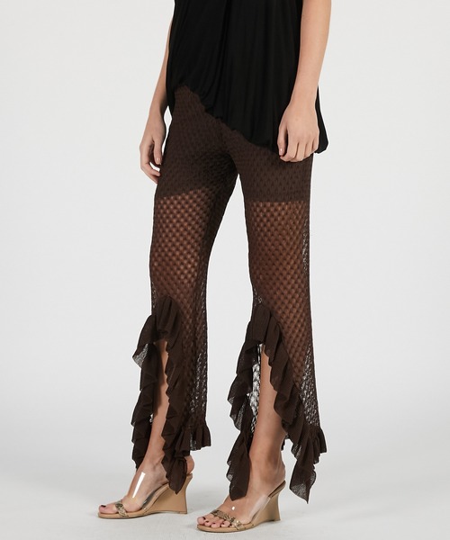 PRANK PROJECT（プランクプロジェクト）の「【2026Summer Pre-Order】シアーニットフリルパンツ / Sheer Knit Frill Pants（その他パンツ・レディース・ブラウン/ブラック・36/38）」の10枚目の写真