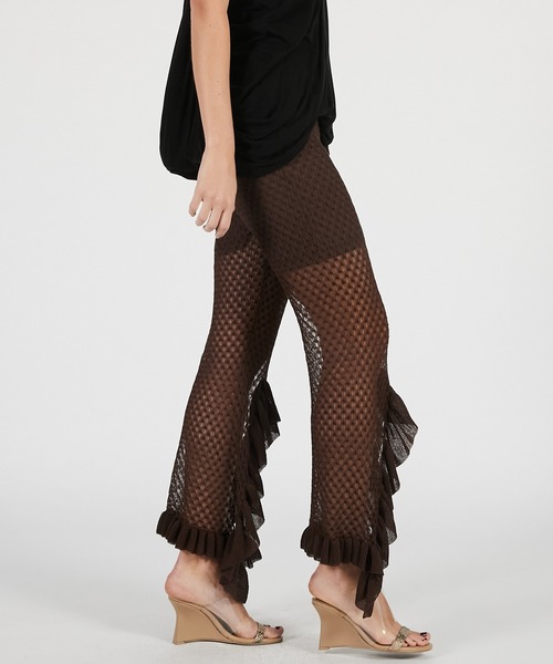 PRANK PROJECT（プランクプロジェクト）の「【2026Summer Pre-Order】シアーニットフリルパンツ / Sheer Knit Frill Pants（その他パンツ・レディース・ブラウン/ブラック・36/38）」の12枚目の写真