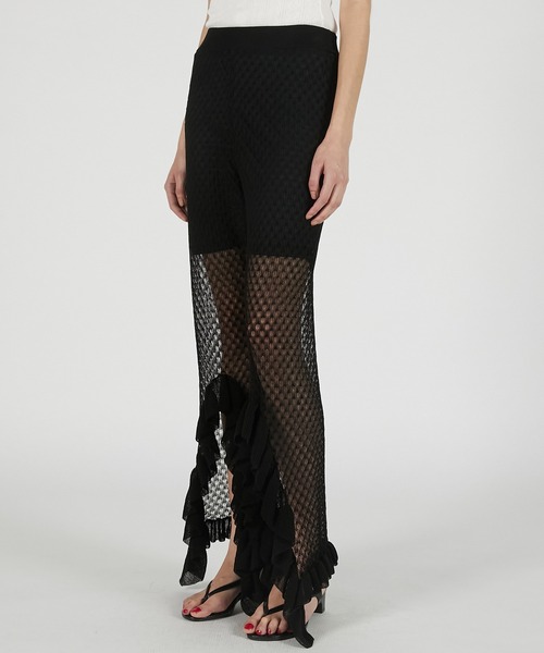 PRANK PROJECT（プランクプロジェクト）の「【2026Summer Pre-Order】シアーニットフリルパンツ / Sheer Knit Frill Pants（その他パンツ・レディース・ブラウン/ブラック・36/38）」の13枚目の写真