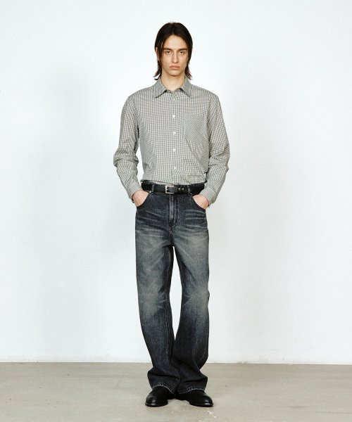 YUJI(ユジ)の「MICRO CHECK SHIRT BLACK(シャツ/ブラウス・レディース・ブラック・SMALL/MEDIUM/LARGE)」の2枚目の写真