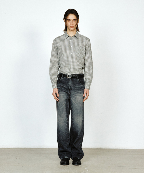 YUJI(ユジ)の「MICRO CHECK SHIRT BLACK(シャツ/ブラウス・レディース・ブラック・SMALL/MEDIUM/LARGE)」の3枚目の写真