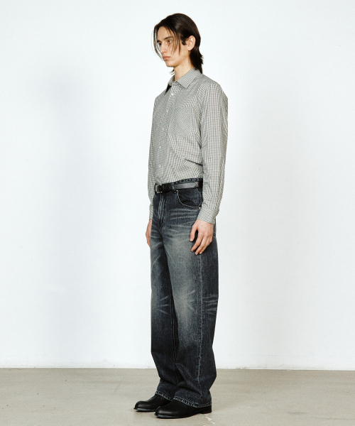 YUJI(ユジ)の「MICRO CHECK SHIRT BLACK(シャツ/ブラウス・レディース・ブラック・SMALL/MEDIUM/LARGE)」の4枚目の写真