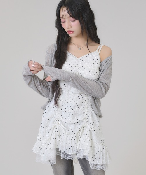apres jour mignon（アプレジュールミニョン）の「ドロストレースキャミワンピース（チュニック・レディース・オフホワイト/ブラック系その他/ブラック・フリー/LARGE）」の17枚目の写真