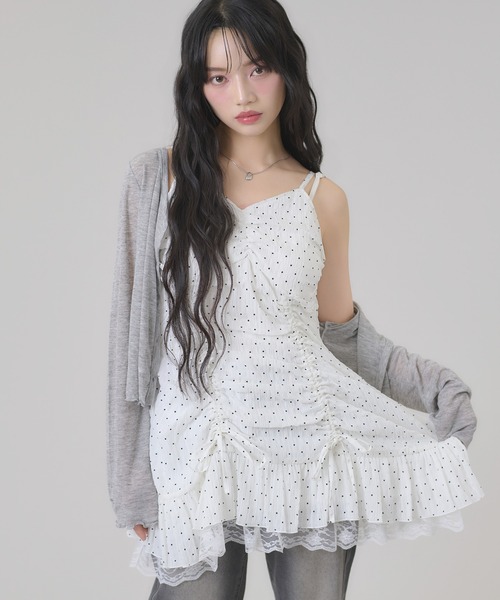 apres jour mignon（アプレジュールミニョン）の「ドロストレースキャミワンピース（チュニック・レディース・オフホワイト/ブラック系その他/ブラック・フリー/LARGE）」の20枚目の写真