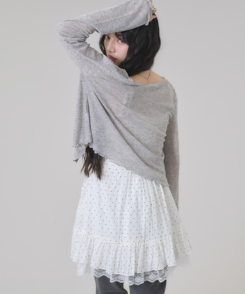 apres jour mignon（アプレジュールミニョン）の「ドロストレースキャミワンピース（チュニック・レディース・オフホワイト/ブラック系その他/ブラック・フリー/LARGE）」の21枚目の写真
