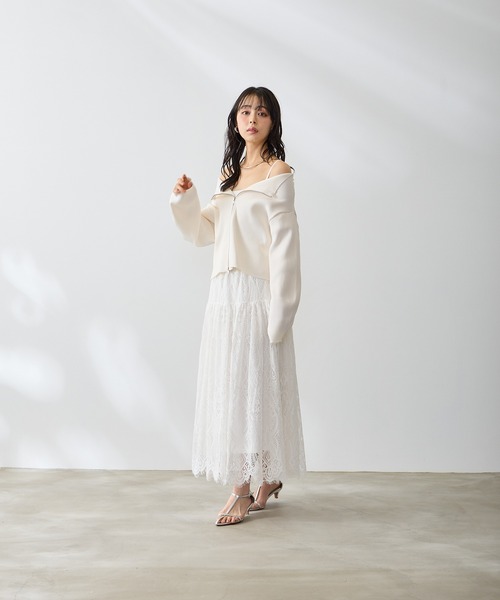 Anclear oui(アンクリアウィ)の「ダブルZIPワイドネックニット(ニット/セーター・レディース・ブルー/Black/White/PINK・F)」の11枚目の写真