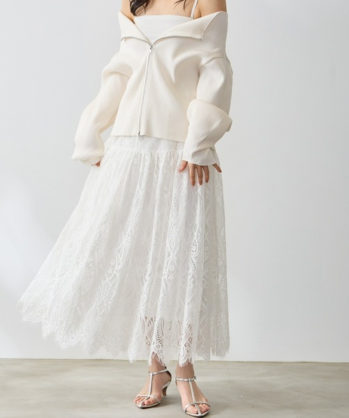 Anclear oui(アンクリアウィ)の「ダブルZIPワイドネックニット(ニット/セーター・レディース・ブルー/Black/White/PINK・F)」の8枚目の写真