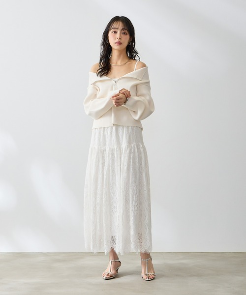 Anclear oui(アンクリアウィ)の「ダブルZIPワイドネックニット(ニット/セーター・レディース・ブルー/Black/White/PINK・F)」の9枚目の写真