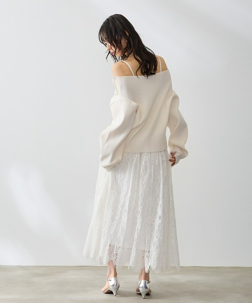 Anclear oui(アンクリアウィ)の「ダブルZIPワイドネックニット(ニット/セーター・レディース・ブルー/Black/White/PINK・F)」の10枚目の写真