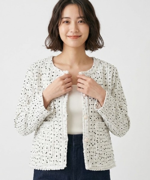 a lot of love(ア ロット オブ ラブ)の「ノーカラー ツイードジャケット(ノーカラージャケット・レディース・オフホワイト/ブラック・FREE)」の10枚目の写真