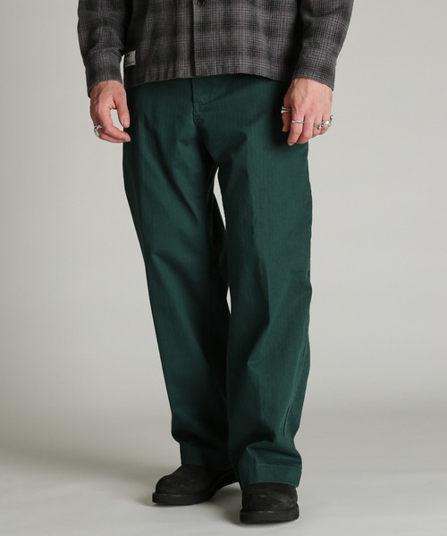 Schott(ショット)の「Schott/ショット/HERRINGBONE TROUSERS/ヘリンボーン パンツ(スラックス・メンズ・ダークグリーン/ライトグレー/ブラック・30/36/34/32)」の1枚目の写真