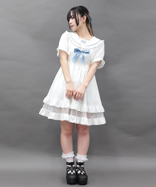 クロス刺繍セーラーミニOP（ワンピース）｜NIBBLE POISON（ニブル