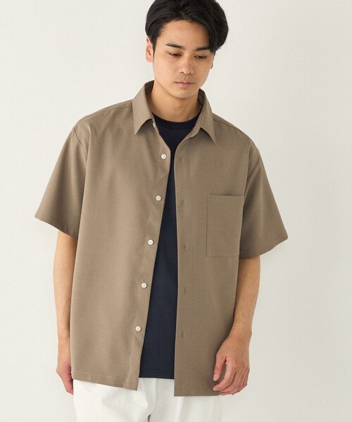 SHIPS Colors（シップス カラーズ）の「SHIPS Colors:〈吸水速乾・洗濯機可能〉2WAY ストレッチ ボックス シャツ◇（シャツ/ブラウス・メンズ・ネイビー/ベージュ/ブルー/ライトグレー/ベージュ系/ロイヤルブルー/トップグレー/ダークブルー・MEDIUM/X-LARGE/LARGE）」の4枚目の写真
