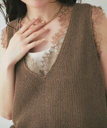 ペーパーヤーンレース付きベスト
