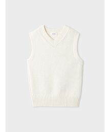 リネン混コンパクトニットベスト