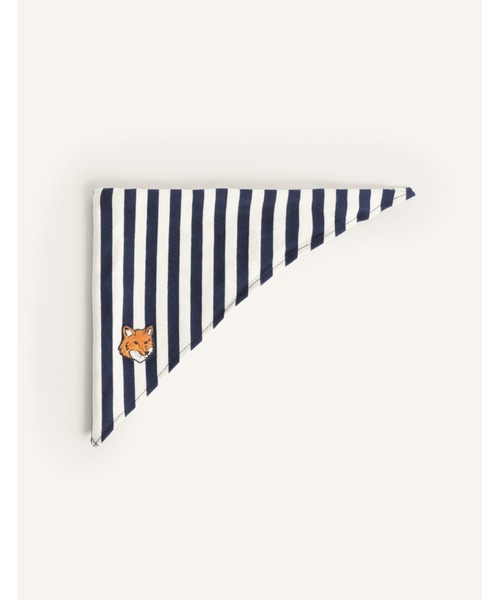 Maison Kitsune（メゾンキツネ）の「FOX HEAD KID STRIPED BANDANA（バンダナ/スカーフ・キッズ・ホワイト×ネイビー・U）」の3枚目の写真