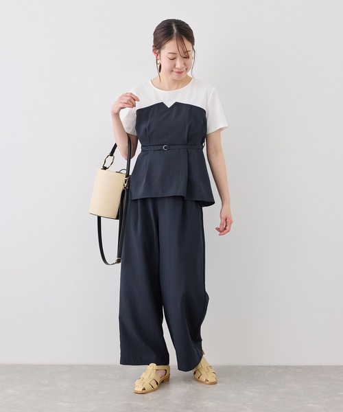 ROPE' PICNIC(ロペピクニック)の「【cahoさんコラボ】低身長・小柄さんサイズ エアリーリネンライク ドッキングカットトップス(Tシャツ/カットソー・レディース・ダークブラウン/ブラック/ネイビー/ベージュ/キャメル・FREE)」の21枚目の写真