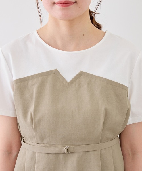 ROPE' PICNIC(ロペピクニック)の「【cahoさんコラボ】低身長・小柄さんサイズ エアリーリネンライク ドッキングカットトップス(Tシャツ/カットソー・レディース・ダークブラウン/ブラック/ネイビー/ベージュ/キャメル・FREE)」の9枚目の写真