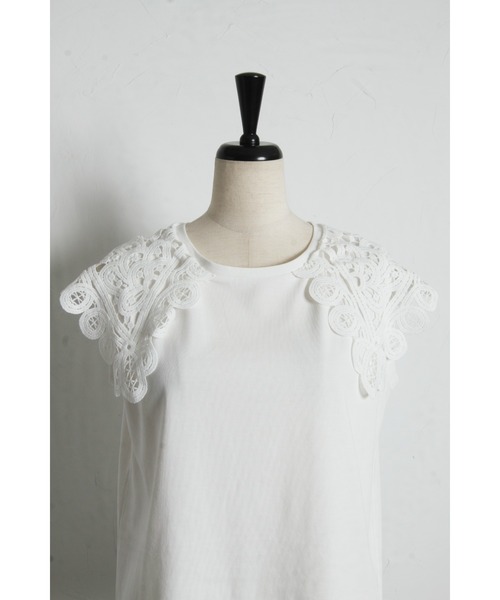 &. NOSTALGIA(アンドドットノスタルジア)の「【接触冷感・UVカット】レース襟ノースリトップス(Tシャツ/カットソー・レディース・ブラック/オフホワイト・M)」の18枚目の写真