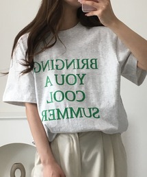 グリーンロゴプリント半袖Tシャツ