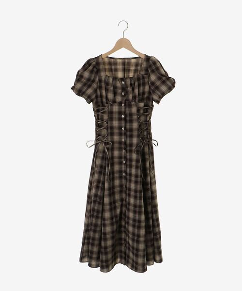 MAJESTIC LEGON（マジェスティックレゴン）の「サイドレースアップスクエアネックワンピ（ワンピース・レディース・ブラック/ホワイト系その他2/ブラック系その他/ブラウン系その他2・SMALL/MEDIUM）」の16枚目の写真