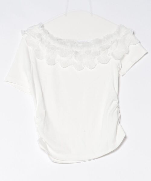 Anely(アネリー)の「Anely フリル サイド ギャザー ワンショルダー カット トップス(Tシャツ/カットソー・レディース・ホワイト/ブラック・FREE)」の17枚目の写真