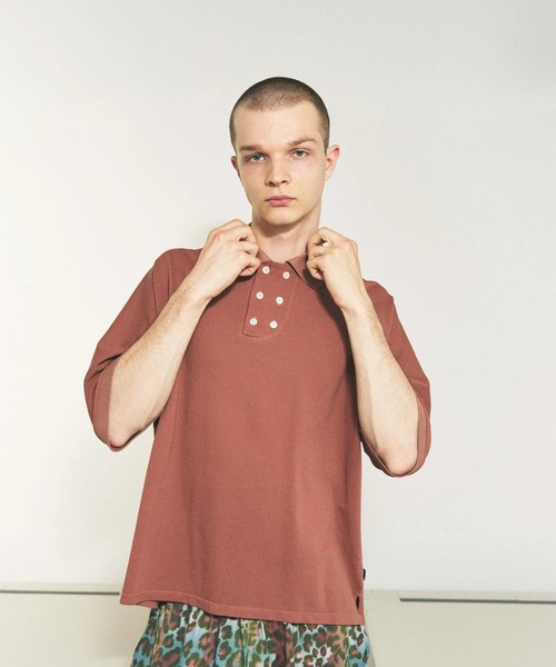 PHINGERIN（フィンガリン）の「【PHINGERIN】DOUBLE POLO（ポロシャツ・メンズ・ライトグリーン/ブラウン/アイボリー・M/L）」の6枚目の写真