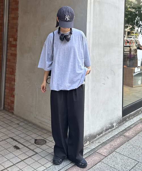 CIAOPANIC TYPY（チャオパニックティピー）の「【ユニセックス】エアリーストレッチワイドパンツ（スラックス・メンズ・ネイビー/ブラック/グレー・MEDIUM/LARGE）」の4枚目の写真