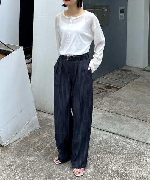 CIAOPANIC TYPY（チャオパニックティピー）の「【ユニセックス】エアリーストレッチワイドパンツ（スラックス・メンズ・ネイビー/ブラック/グレー・MEDIUM/LARGE）」の5枚目の写真