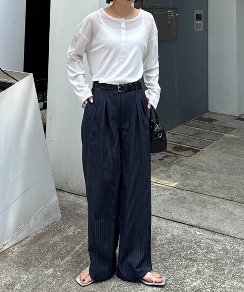 CIAOPANIC TYPY（チャオパニックティピー）の「【ユニセックス】エアリーストレッチワイドパンツ（スラックス・メンズ・ネイビー/ブラック/グレー・MEDIUM/LARGE）」の17枚目の写真