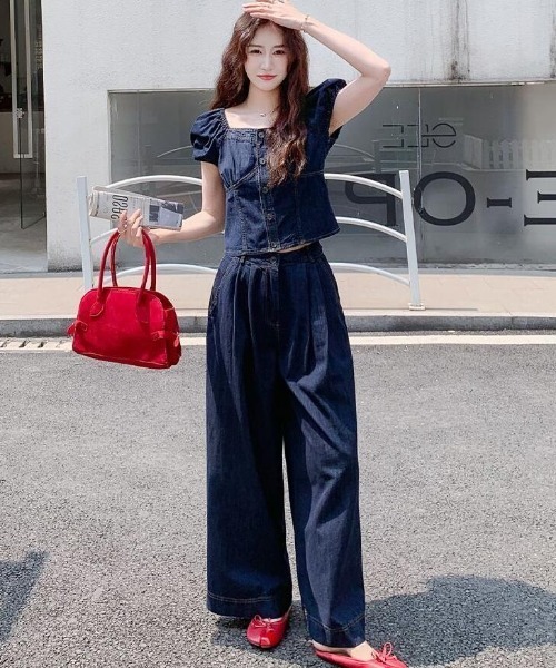 semplice（センプリチェ）の「セットアップ【韓国ファッション】（セットアップ・レディース・ブルー・M/S/L）」の5枚目の写真