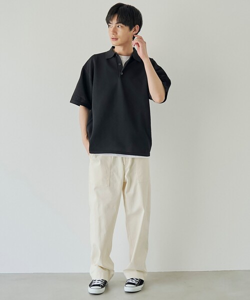 coen(コーエン)の「サマーニットポロシャツ(ポロシャツ・メンズ・ネイビー/ブラック/オフホワイト・S/M/XL/L)」の9枚目の写真
