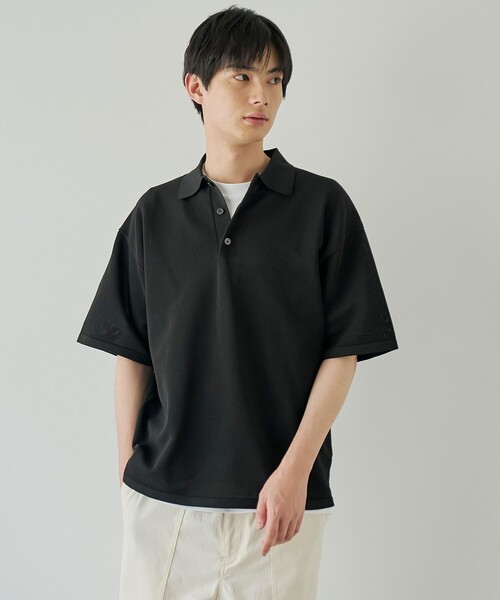 coen(コーエン)の「サマーニットポロシャツ(ポロシャツ・メンズ・ネイビー/ブラック/オフホワイト・S/M/XL/L)」の11枚目の写真