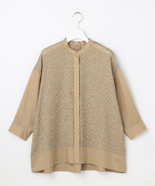 自由区(ジユウク)の「シアーカットジャガードオーバーバンドカラー ブラウス(シャツ/ブラウス・レディース・ベージュ系/グレー系/サックスブルー系・46/44)」の17枚目の写真