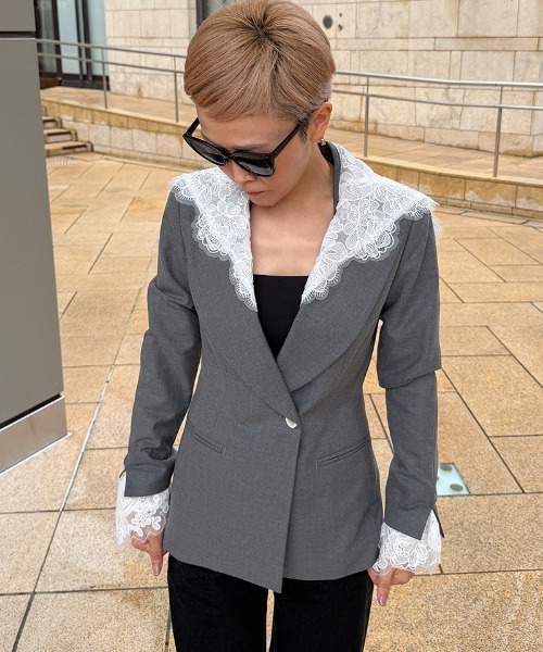 JENNE(ジェンヌ)の「2WAYクラシカルレースジャケット(その他アウター・レディース・ブラック/グレー・SMALL/LARGE/MEDIUM)」の1枚目の写真