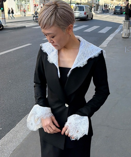 JENNE(ジェンヌ)の「2WAYクラシカルレースジャケット(その他アウター・レディース・ブラック/グレー・SMALL/LARGE/MEDIUM)」の2枚目の写真