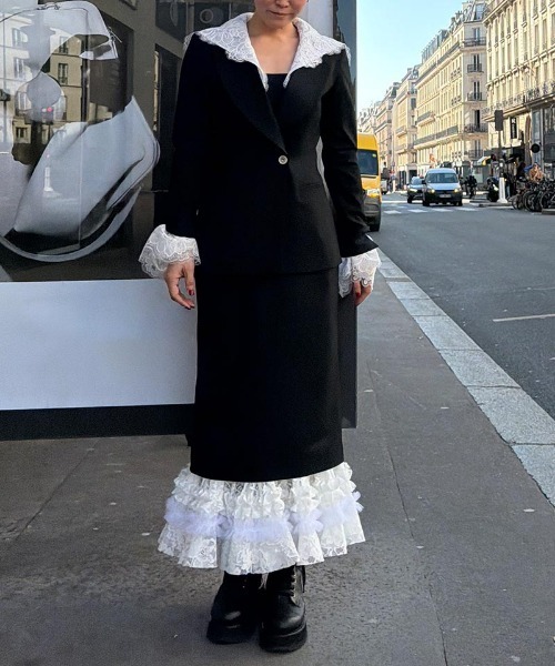 JENNE(ジェンヌ)の「2WAYクラシカルレースジャケット(その他アウター・レディース・ブラック/グレー・SMALL/LARGE/MEDIUM)」の6枚目の写真