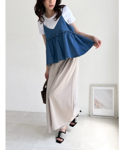 fifth(フィフス)の「【2点セット】Tシャツ×デニムペプラムビスチェ(Tシャツ/カットソー・レディース・ブルー/ネイビー・M)」の11枚目の写真