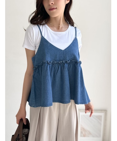 fifth(フィフス)の「【2点セット】Tシャツ×デニムペプラムビスチェ(Tシャツ/カットソー・レディース・ブルー/ネイビー・M)」の12枚目の写真