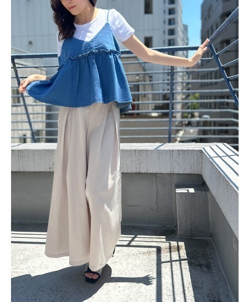 fifth(フィフス)の「【2点セット】Tシャツ×デニムペプラムビスチェ(Tシャツ/カットソー・レディース・ブルー/ネイビー・M)」の5枚目の写真